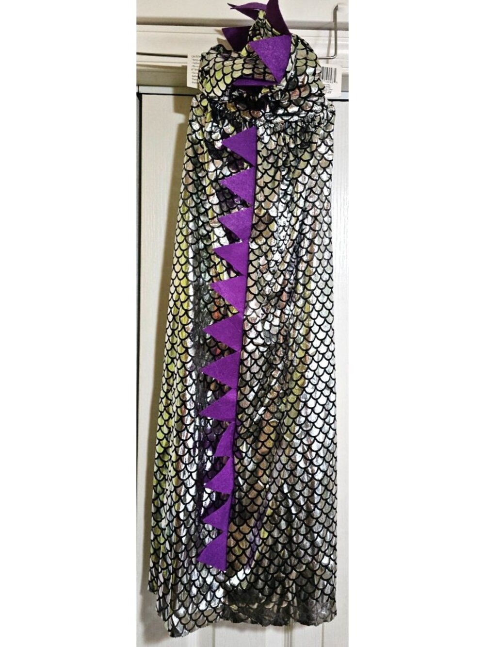 Silver Purple Scale Dragon Dinosaur Hooded Cape Halloween Dress Up Castle Kids